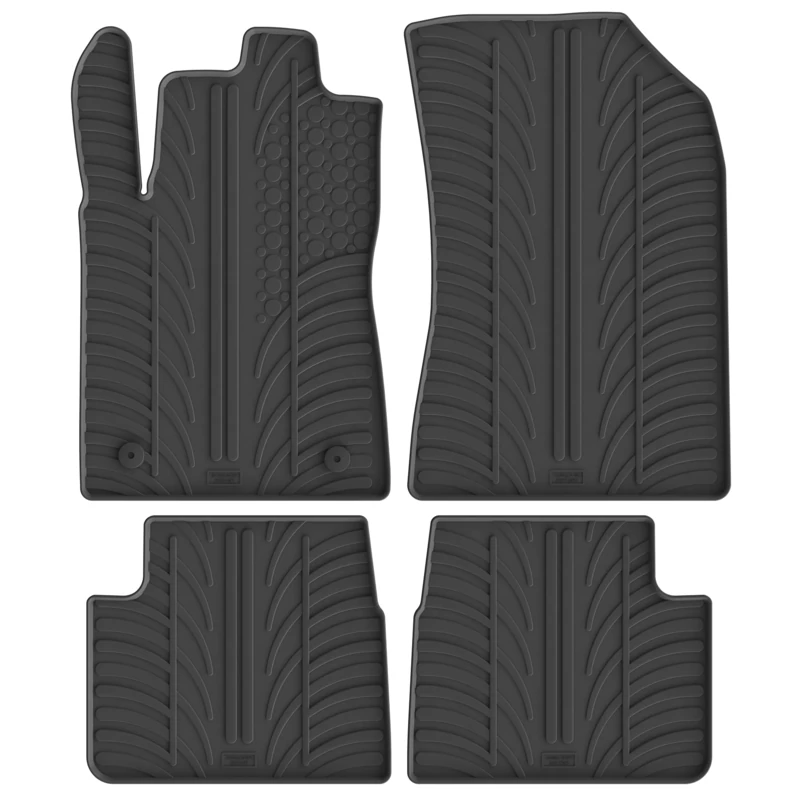 Gledring Rubber car mats set LHD compatible with Citroën C3 2016-2024 (T profile 4-pieces + mounting clips)