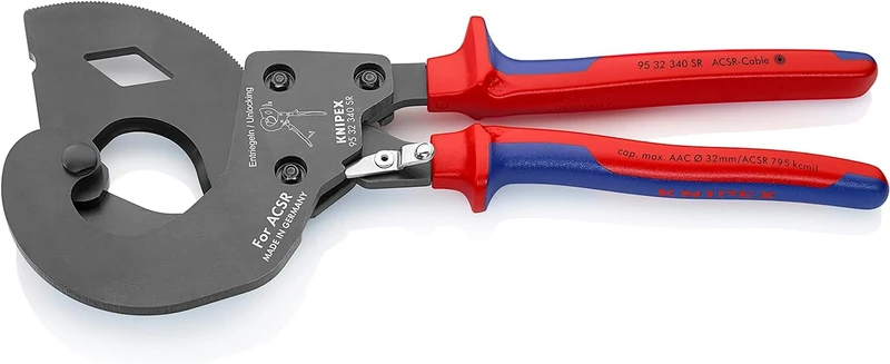 KNIPEX Acsr Cable Cutter (Ratchet Action) for Cables with a Steel Core with Multi-Component Handles 340 mm, 95 32 340 SR - Image 1