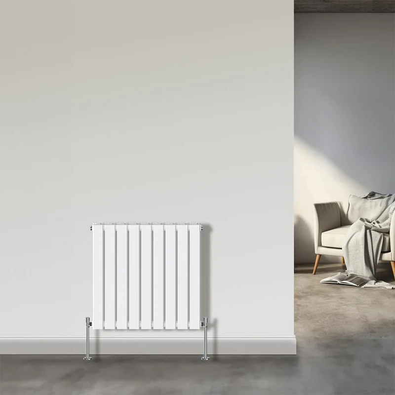 NRG Gloss White Horizontal Designer Radiator Flat Panel Double Column 600x612mm Central Heating