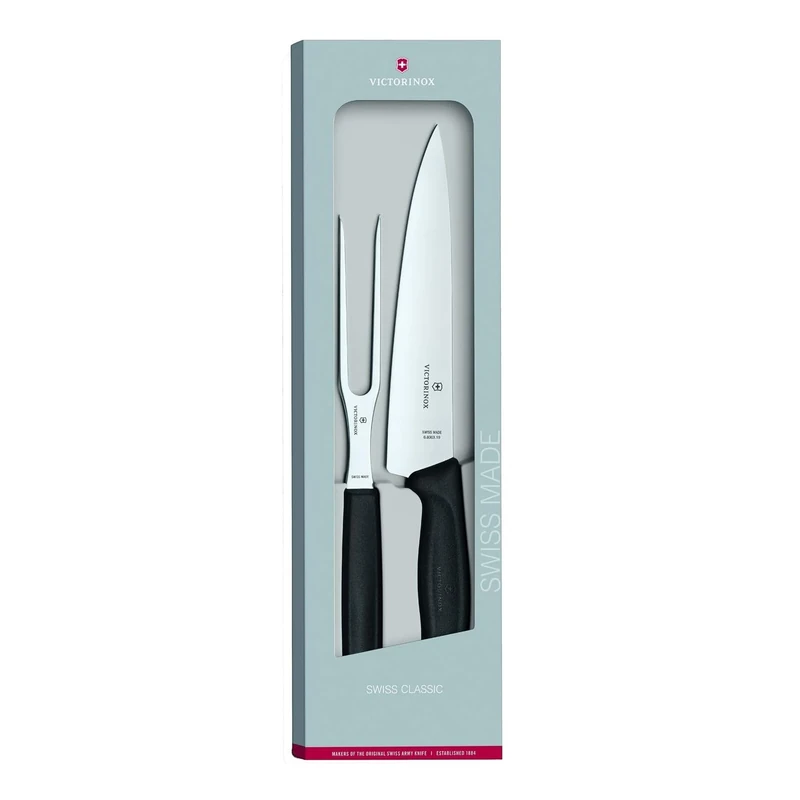 Victorinox Swiss Classic Carving Set, Set of 2, Extra Sharp Blade, Robust Handle, Swiss Made, Black