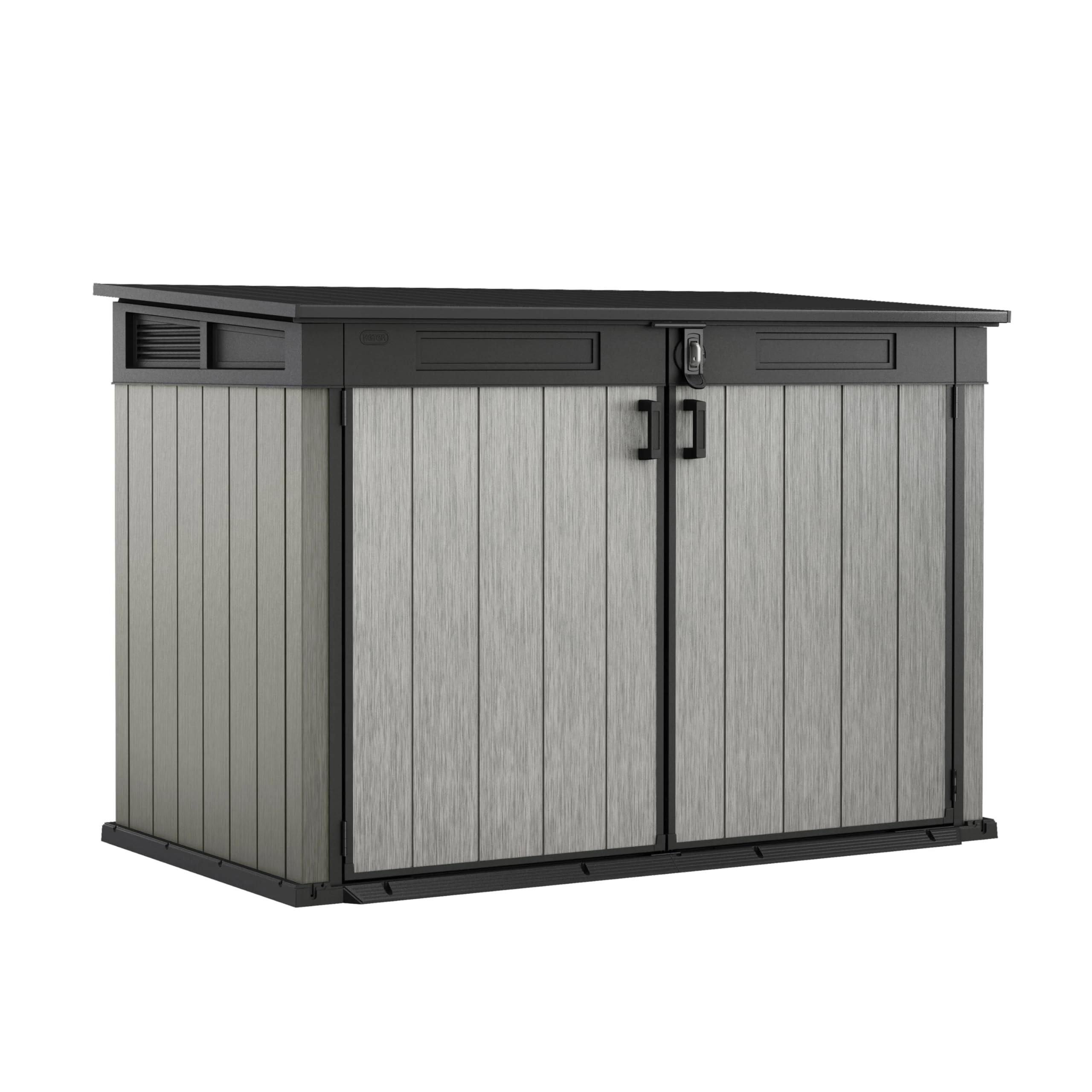 Keter Grande Store Outdoor Double Door Garden Furniture Storage Shed Grey Duotech+ Wood Look and Feel | Fade Free | All Weather Resistant | Safe and Secure | Zero Maintenance
