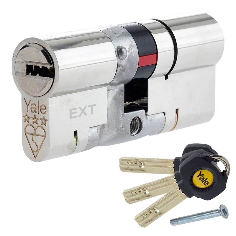 Yale Anti-Snap 3 Star Euro Double Cylinder, High Security, Nickel Finish, 50.45 (95 mm)