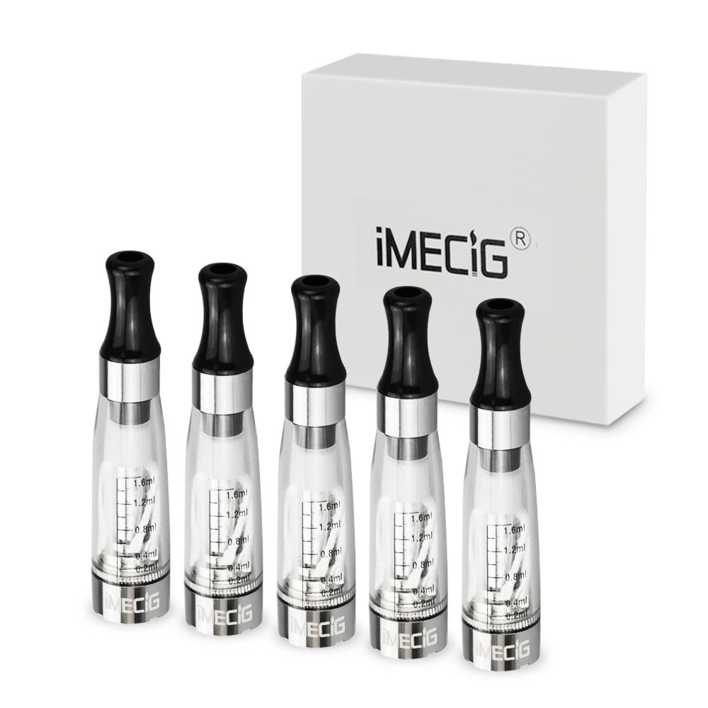IMECIG 5 Pack CE4 Transparent Clear Vapor Atomizer/Atomiser, E Cig Clearomiser/Clearomizer, fits ego MT3/CE4/CE5/CE6 battery of E Cigarette, No Nicotine