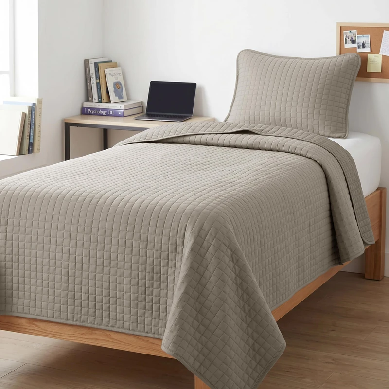 Southshore Fine Linens 3 Piece Oversized Quilt Sets (Twin Extra-Long, Dark Taupe)