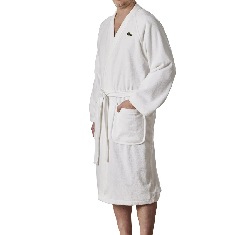 Lacoste Bath Robe, Cotton, White, One Size