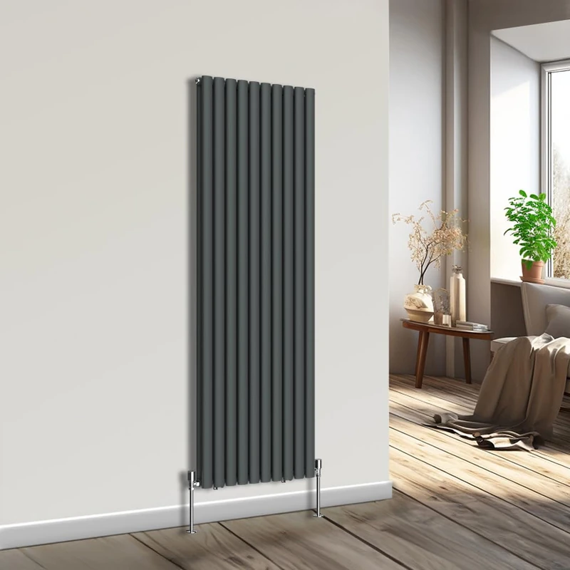 NRG Vertical Oval Column Radiator Anthracite 1800x590mm Double Panel