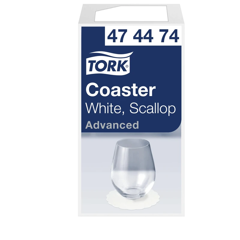 Tork 474474 White Coaster / 8 Ply Absorbent Advanced Coasters with Embossing in White / 12 x 250 Glass and Tea Cup Coasters / Ø 9cm - Image 1