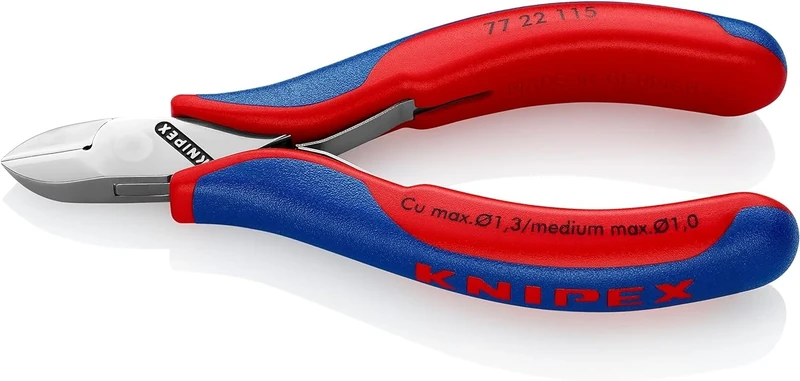 KNIPEX 77 22 115 SB Electronics Diagonal Cutters with Round Head/Dissipative in Blister Packaging, Multi-Colour, 115 mm