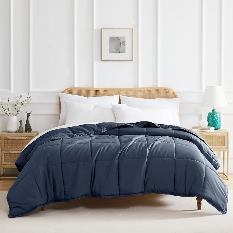 Southshore Fine Living, Inc. Vilano Springs Premium Quality Over-Sized All-Season Down-Alternative Bedding Comforter, Dark Blue, Full/Queen