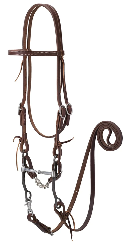 Weaver Leather Working Tack Bridle with Snaffle Mouth Bit, Golden Chestnut