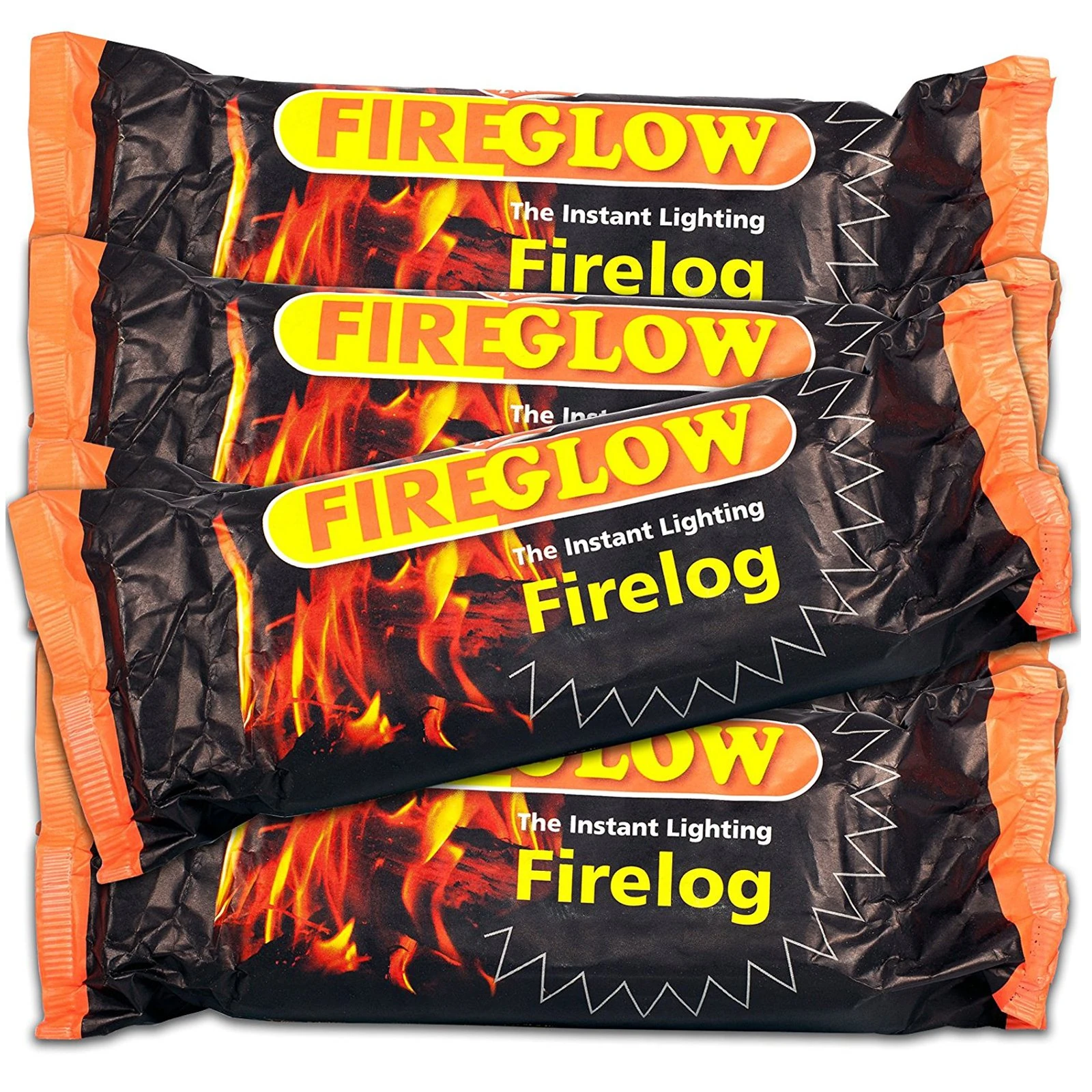 FIREGLOW 15 x Instant Lighting Firelog, Unflavored, Burns for up to 90 Minutes, Perfect for Open Fires, Fire Pits and Chimineas, Made from Compressed Wax and Sawdust