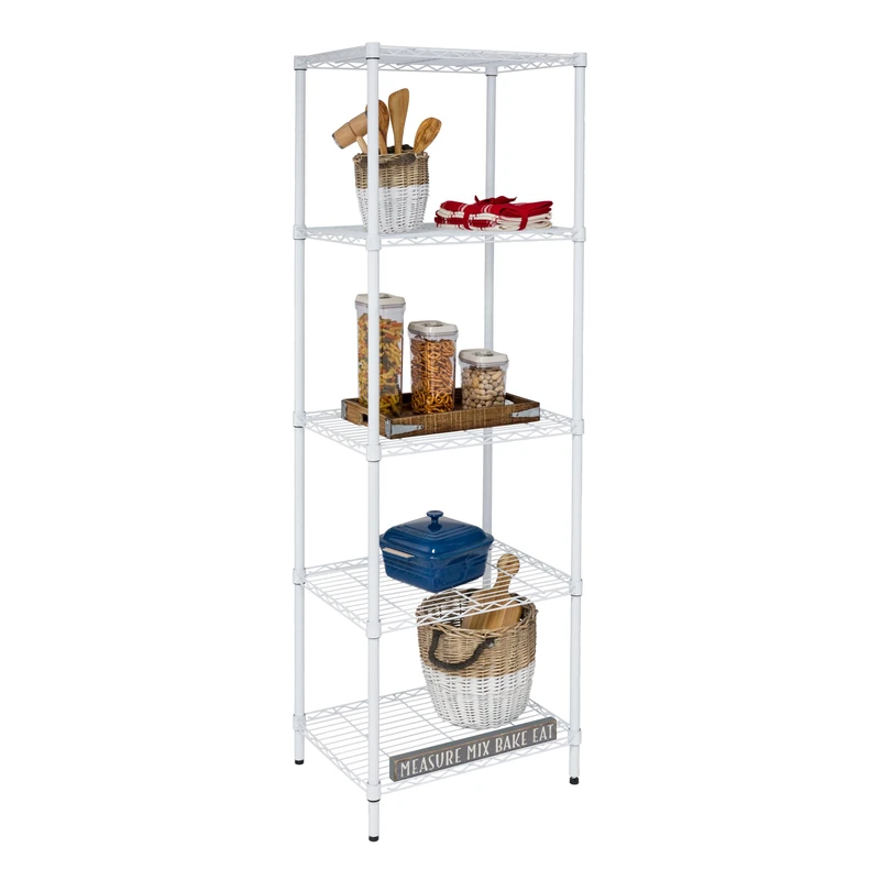 Honey-Can-Do SHF-01055 5-tier white shelving unit, 250 lbs