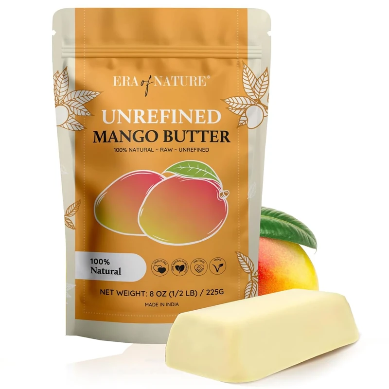Raw, Unrefined Mango Butter, Amazing Moisturiser, Use Alone or in DIY Body Butters, Soaps, Lotions and lip balm - 100 Percent Pure and Fresh - 0.2kg (240ml)