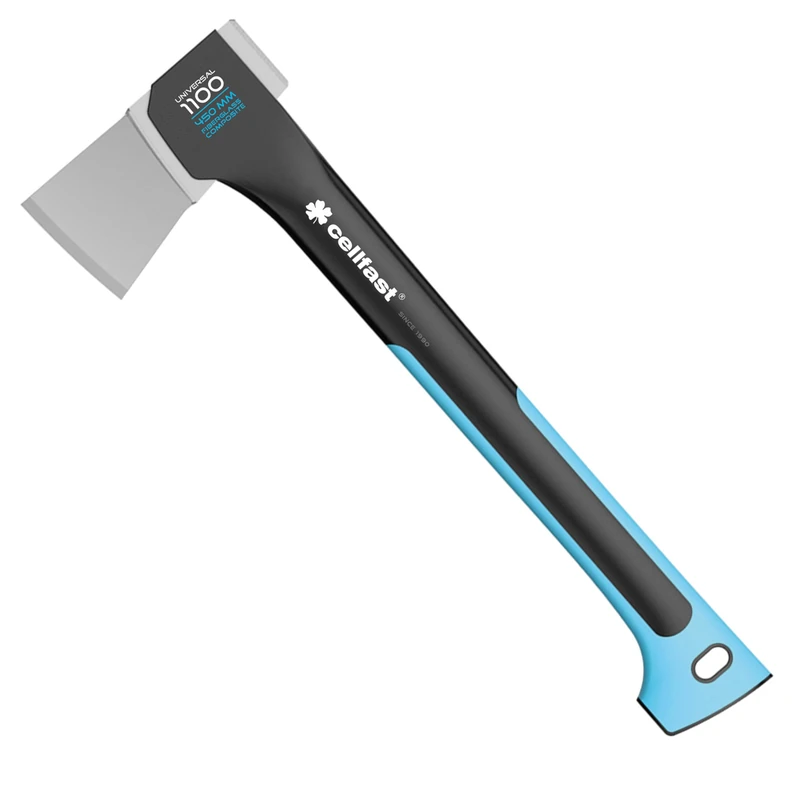 Cellfast Universal Axe U1100 ENERGO™, 1.1 kg, 450mm, Strong Felling/Cutting Axe, Carpentry, Gardening and Construction work, Induction Hardened Steel, Non-slip Surface, 41-002