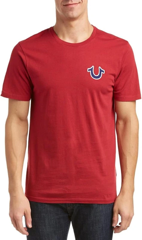 True Religion Men's Buddha Logo Crew Neck Tee, Ruby Red, XXL