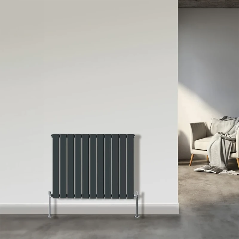 NRG Designer Radiator 600x748mm Horizontal Flat Panel Single Column Bathroom Central Heating Anthracite
