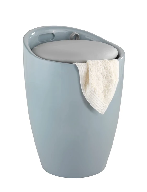 WENKO 25625100 Bathroom stool Candy Grey - bathroom stool, laundry bin with removable laundry bag, Acrylonitrile-Butadiene-Styrene (ABS), 36 x 50.5 x 36 cm, Grey