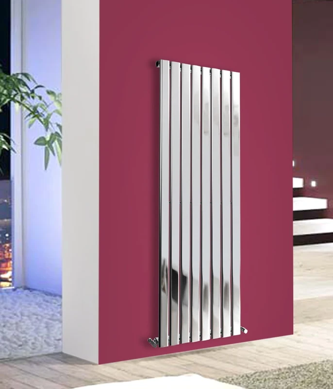 NRG Chrome 1600x544mm Flat Panel Single Column Designer Vertical Radiator Bathroom Central Heating