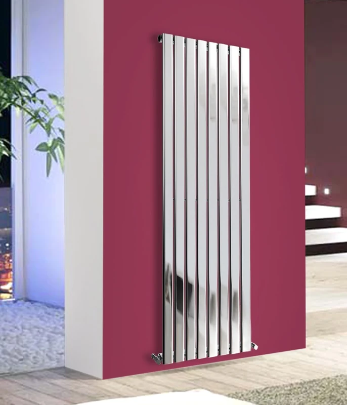 NRG Chrome 1800x544mm Flat Panel Single Column Designer Radiator Tall Upright Bathroom Central Heating