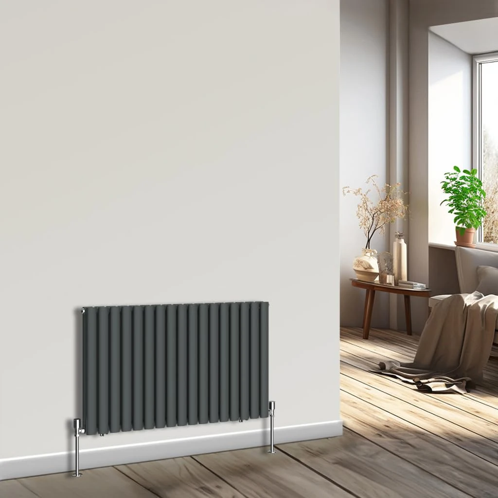 NRG Horizontal Oval Column Radiator 600x1003mm Double Panel Designer Bathroom Central Heating Anthracite