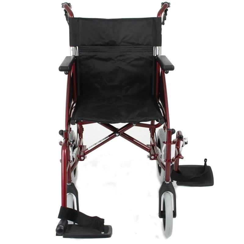 Days Swift Attendant Propelled Wheelchair, Lightweight Foldable Mobility Aid for Physically Impaired, Handicapped and Elderly users, Cool Silver, 46cm, Burgundy