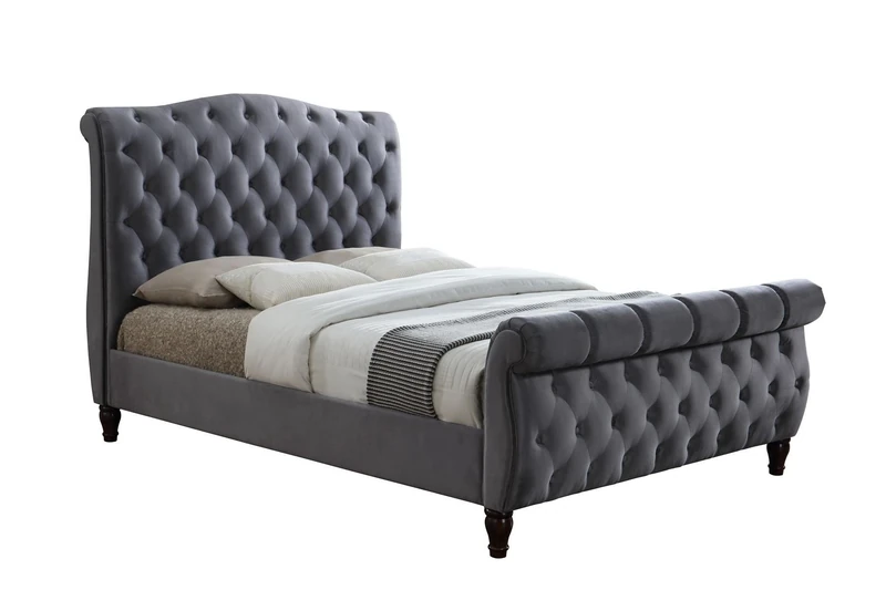 Colorado Chesterfield Sleigh Grey Fabric 6FT 180cm Super King Size Bed Frame - Image 1