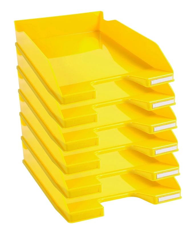 Exacompta - Ref. 113289D - set of 6 COMBO MIDI letter trays - dimensions 34.6 x 25.5x 6.5 cm - for A4 + format documents - glossy yellow color