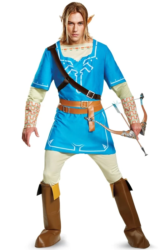 DISGUISE Legend of Zelda Link Breath of The Wild Mens Deluxe Fancy Dress Costume Medium Blue