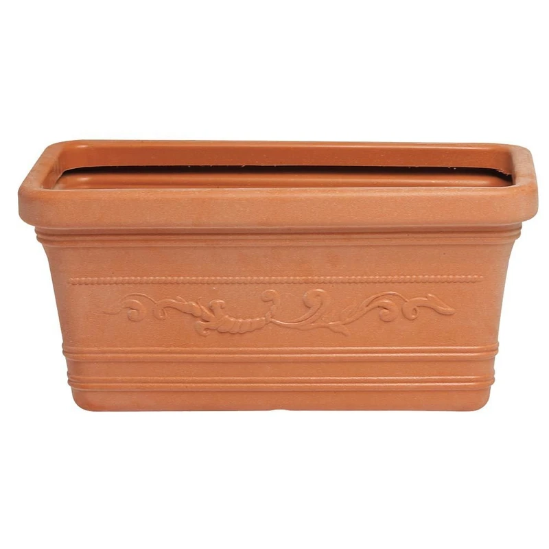 SATURNIA Rectangular Resin Planter, Terracotta Colour, Resistant, Ideal Outdoor, 60 x 33 cm.