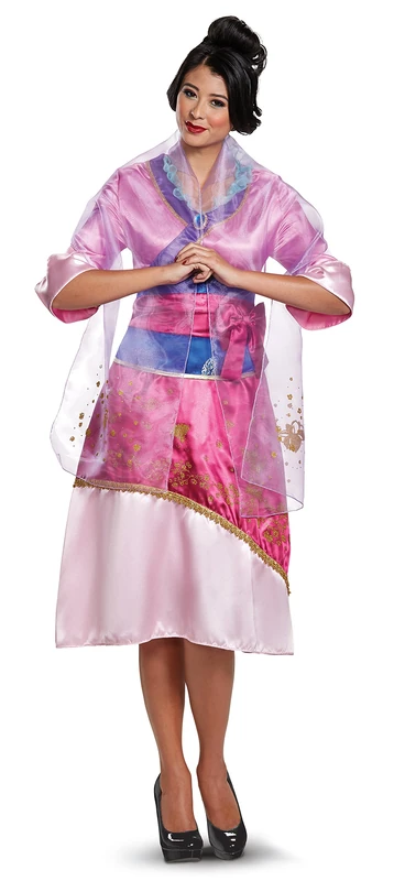 DISGUISE 21425E Mulan Deluxe Adult Costume Sized, Pink, Large