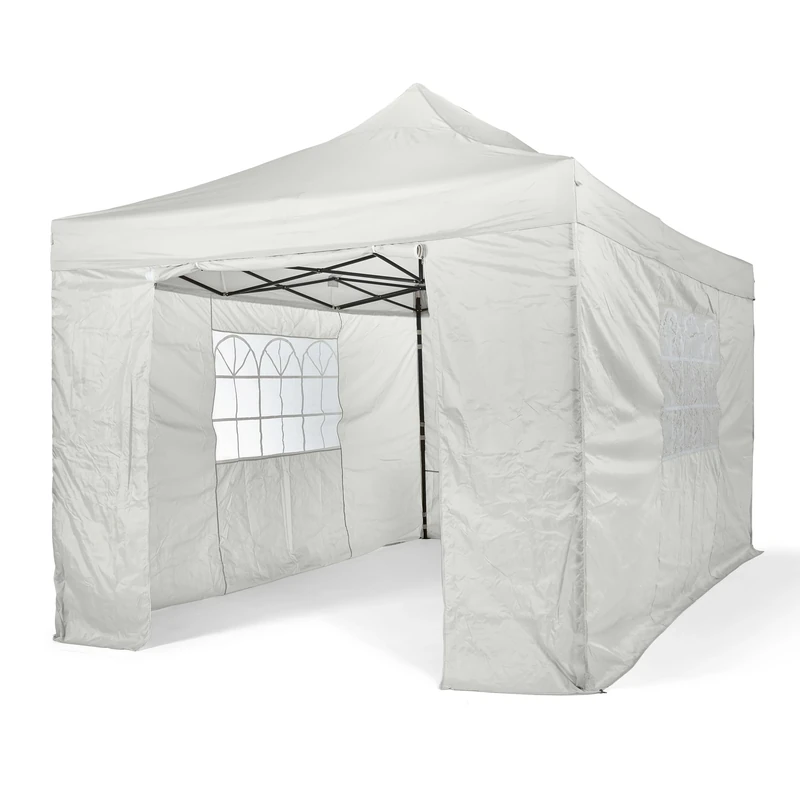 All Seasons Gazebos | 3x4.5m Pop Up Gazebo with 4 Side Walls & Accessory Pack | Heavy Duty, Fully Waterproof, High Grade Materials (White)