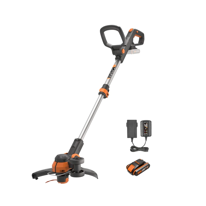 WORX WG163E.1 20V 30cm Cordless Line Trimmer with One Battery and Charger - Lightweight Grass Trimmer with Instant Conversion to Wheeled Edger, CommandFeed Technology, and PowerShare System