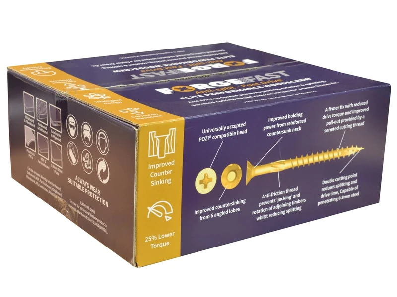 ForgeFast Elite Fast-Start Woodscrews | Assortment | Zinc Yellow | 1800pc