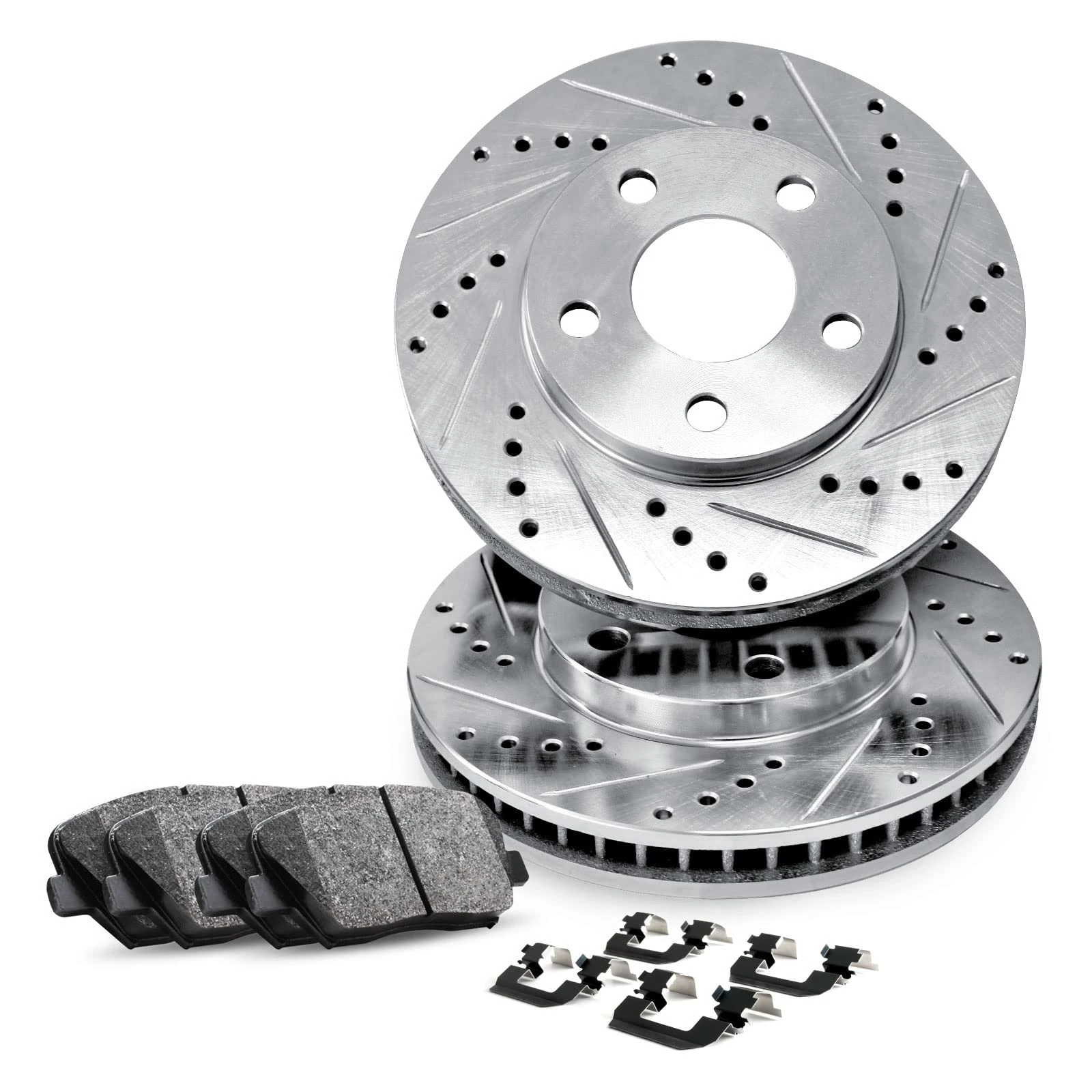 For A6 Quattro,S4,S5,Q5,A7 Quattro R1 Concepts eLine Front Drill/Slot Brake Rotors Kit + Ceramic Pads