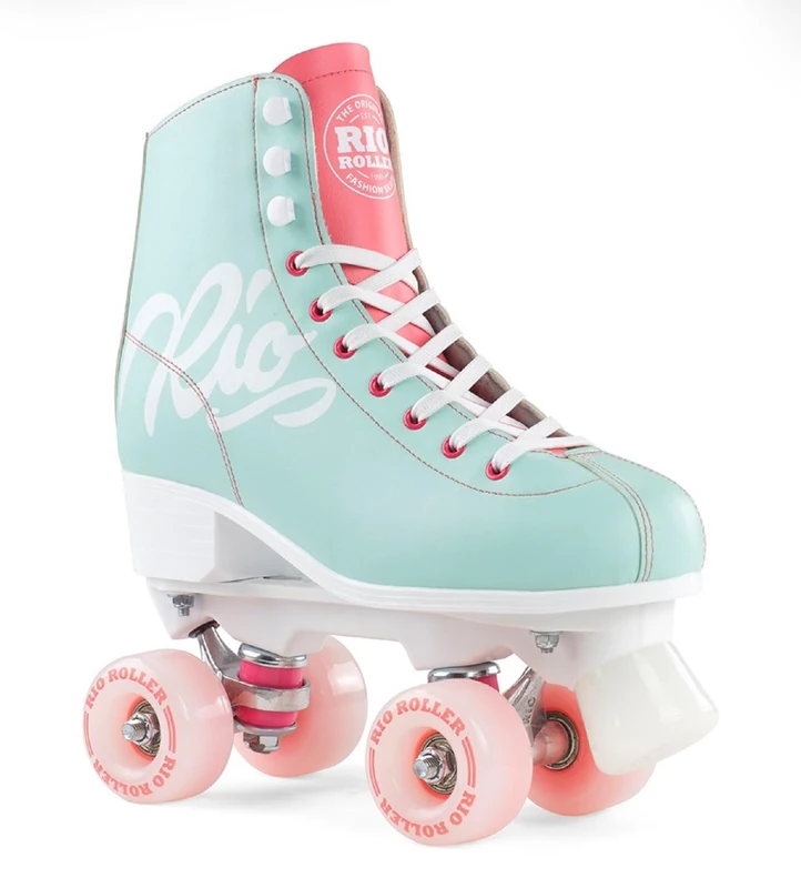 Rio Roller Script roller skates, teal and coral, (39.5)