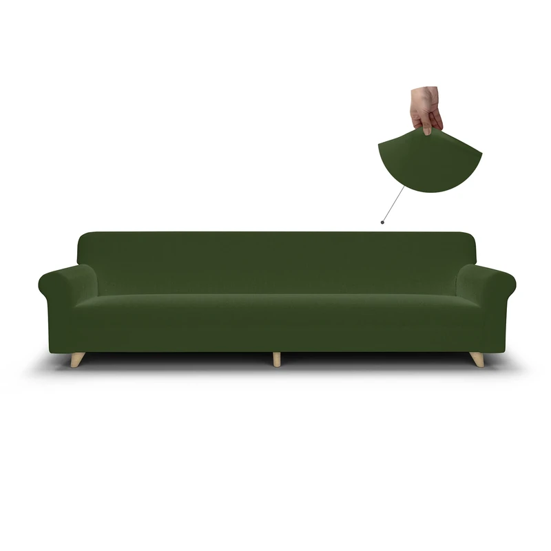 Italian Bed Linen Più Bello bielastic Sofa Cover Dark Green, 4 Places, 4 Seats