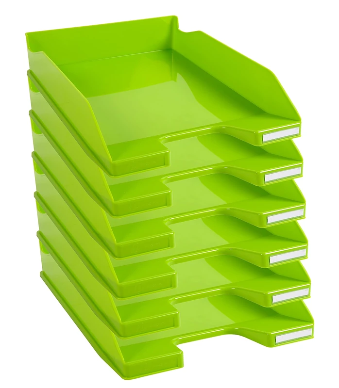 Exacompta - Ref. 113225D - set of 6 COMBO MIDI letter trays - dimensions 34.6 x 25.5x 6.5 cm - for A4 + format documents - glossy anise green color