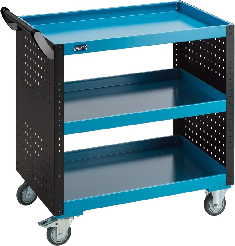 HAZET Tool Trolley 167-3S | Individual Mounting Options Thanks to Rectangular Hole Grid on Side Walls | Total Load Capacity (Dynamic): 150 kg, Total Load Capacity (Static): 150 kg