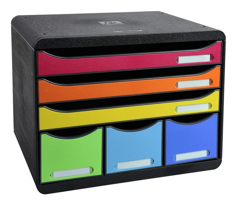 Exacompta Store Box Maxi 6 Drawer Set Open Black/Harlequin
