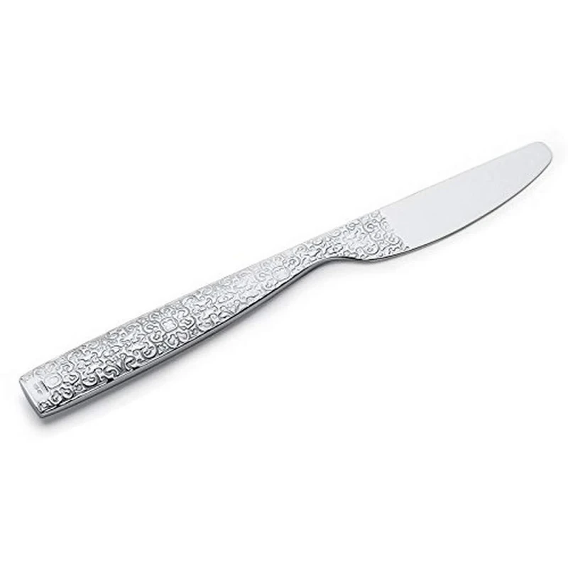 Alessi MW03/6 Dressed dessert knife in steel AISI 420 mirror polished with relief decoration, Set of 6