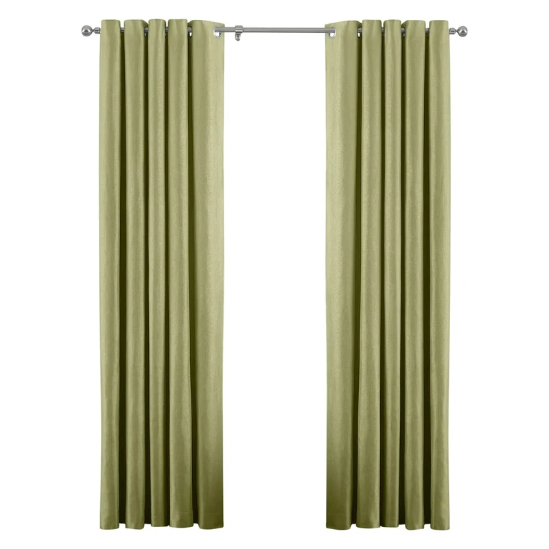 Riva Paoletti Atlantic Ringtop Eyelet Curtains (Pair) - Green - Woven Twill Fabric - Ready Made - 100% Polyester - 229cm width x 229cm drop (90" x 90" inches) - Designed in the UK