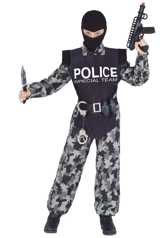Ciao Police Special Agent Action Team Child Costume (Size, Camouflage, 10841.10-12 Years, 10-12 anni