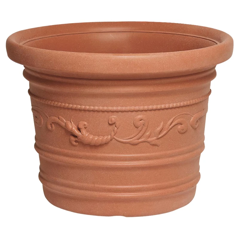 SATURNIA Round Resin Planter, Terracotta Colour, Resistant, Ideal Outdoor, 50 cm Diameter.