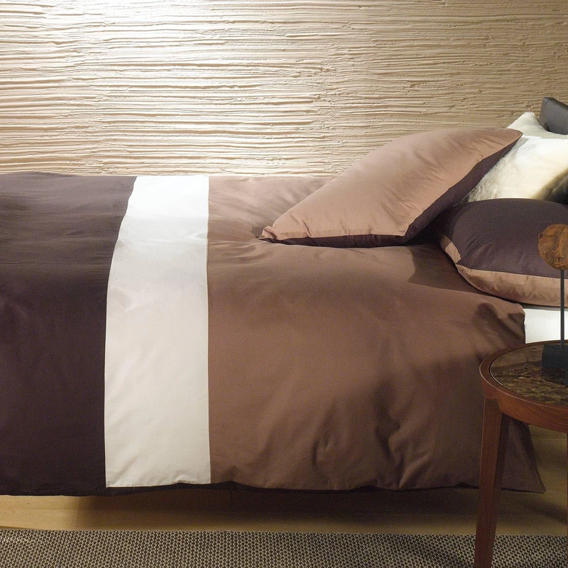 Caleffi - City Duvet Cover Set 100% Cotton Solid Color Double Coffee