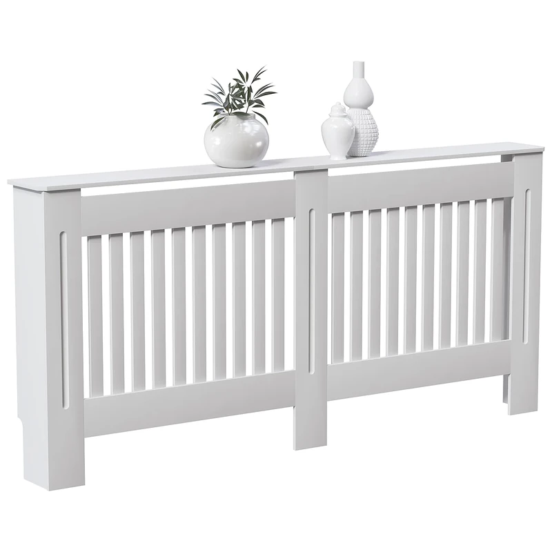 Vida Designs Chelsea Radiator Cover White - Extra Large - Modern Vertical Slat Design For Optimal Heat Circulation - H82xW172xD19cm - Painted MDF Cabinet Ideal For Living Room & Hallway