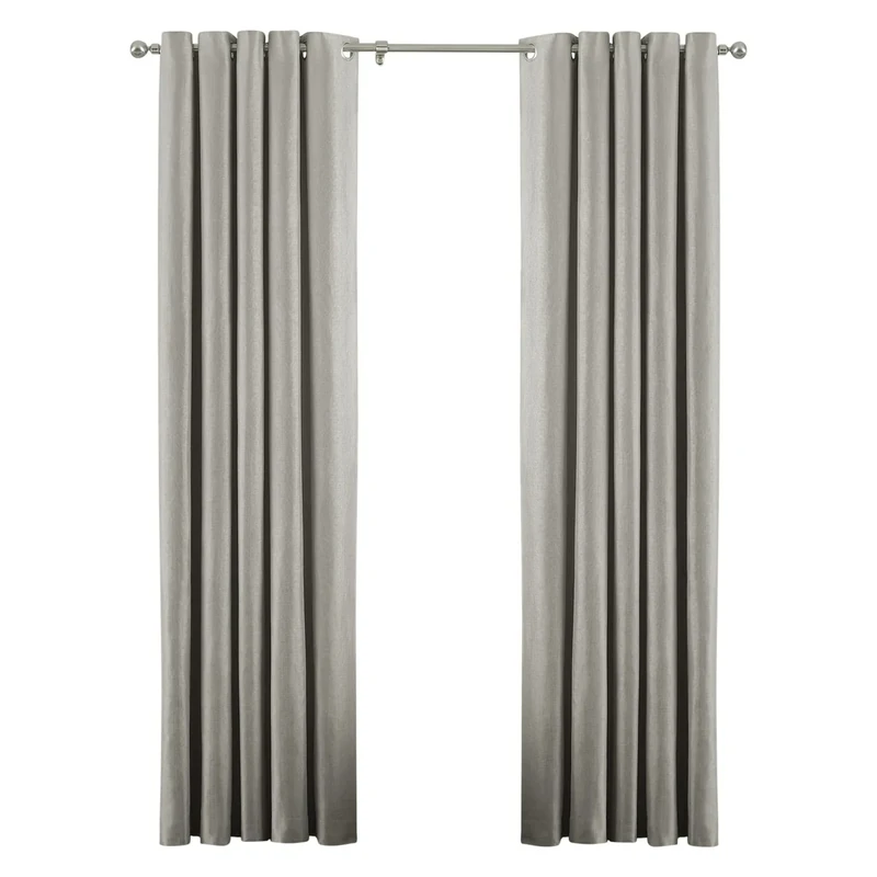 Riva Paoletti Atlantic Ringtop Eyelet Curtains (Pair) - Natural Beige - Woven Twill Fabric - Ready Made - 100% Polyester - 168cm width x 137cm drop (66" x 54" inches) - Designed in the UK