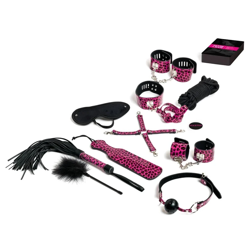 Tease & Please Master & Slave Bondage Game - BDSM Couples Games with 13 Sex Toys and Accessories - Erotic Sets & Games for an Exciting Game Night with Your Partner – Pink
