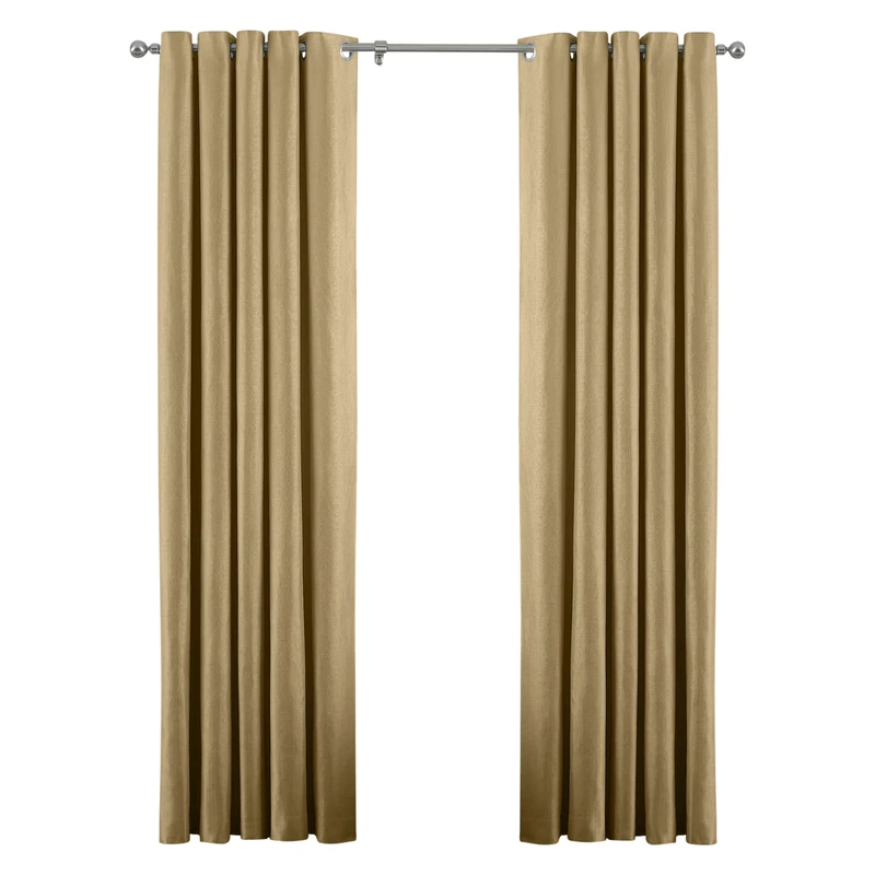 Riva Paoletti Atlantic Ringtop Eyelet Curtains (Pair) - Ochre Yellow - Woven Twill Fabric - Ready Made - 100% Polyester - 229cm width x 137cm drop (90" x 54" inches) - Designed in the UK