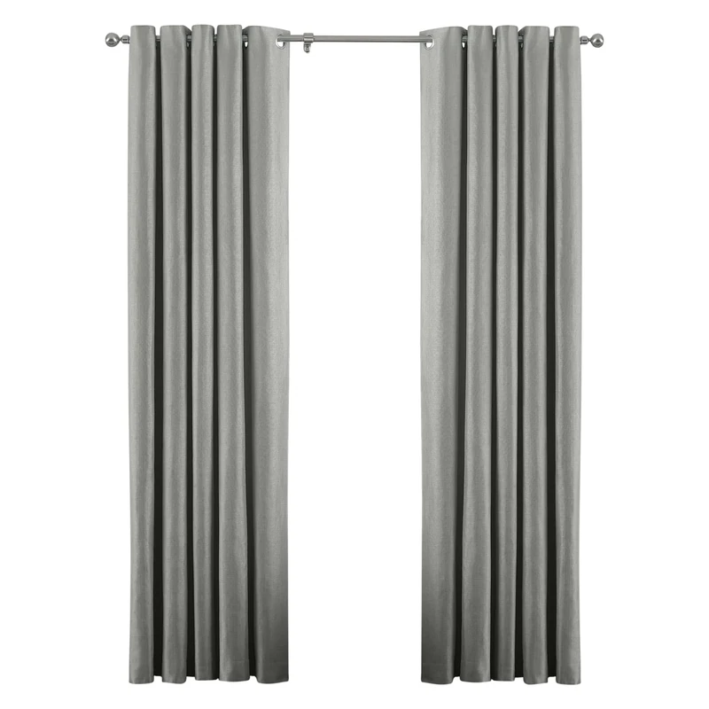 Riva Paoletti Atlantic Ringtop Eyelet Curtains (Pair) - Grey - Woven Twill Fabric - Ready Made - 100% Polyester - 168cm width x 229cm drop (66" x 90" inches) - Designed in the UK, ATLANTI/RT2/GRY