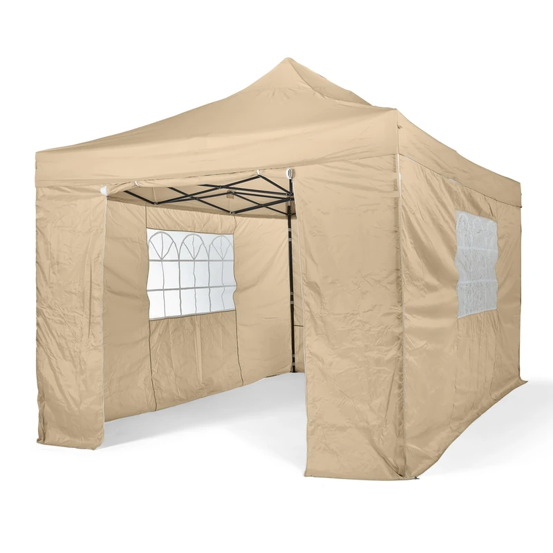 All Seasons Gazebos | 3x4.5m Pop Up Gazebo with 4 Side Walls & Accessory Pack | Heavy Duty, Fully Waterproof, High Grade Materials (Beige)